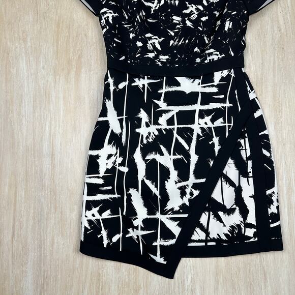 BCBGMaxazria Raquel Asymmetrical Hem Short Sleeve Party Mini Cocktail Dress 4 - Picture 5 of 14